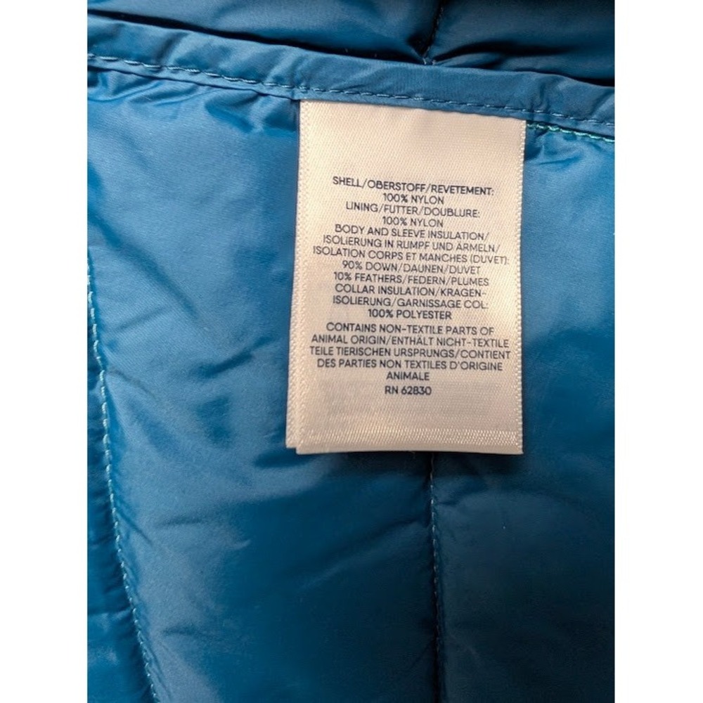 Lands End Womens Blue Colorblock Down Puffer Vest Size L 14-16 Chevron Quilted - Picture 8 of 9